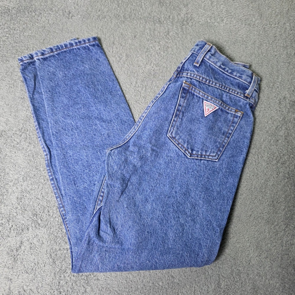 Guess Womens 28 Vintage Straight Leg Jeans Blue High Rise Made in USA 90s Y2K